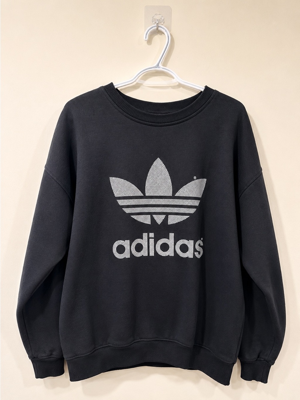Vintage Made in Canada Adidas Trefoil Crewneck Sweatshirt Black Oversized L